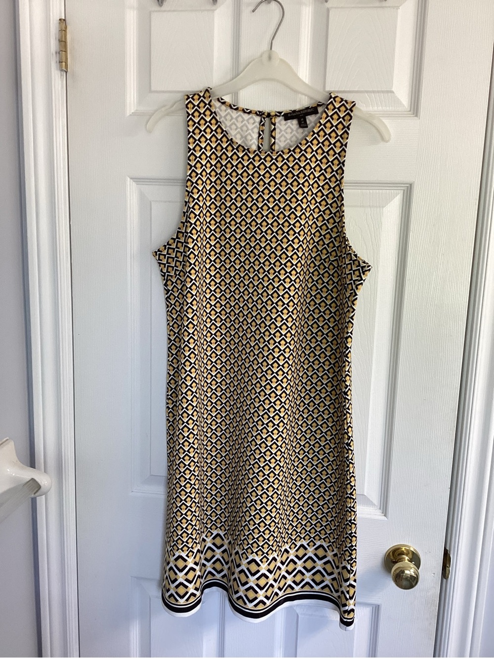 Banana Republic Black & Gold Geometric Sleeveless Shift Dress